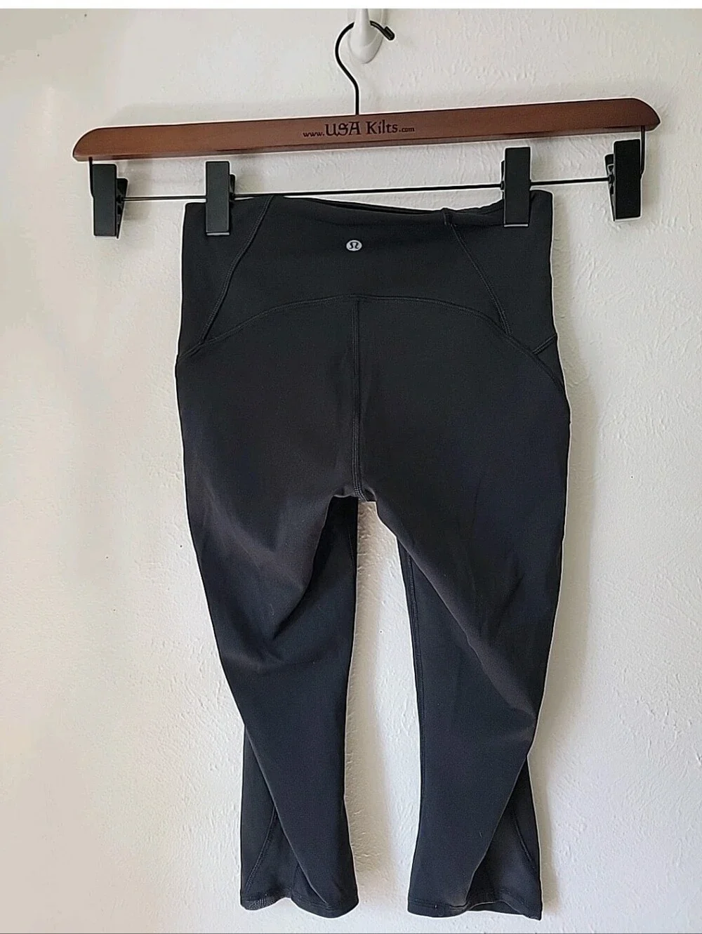 Lululemon Train Times Crop Tight Black Mesh Side Sz 6